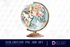 Floral Globe Watercolor Clipart Product Image 1