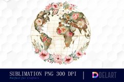 Floral Globe Watercolor Clipart Product Image 1