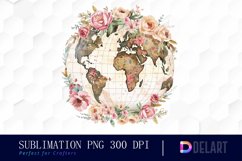 Floral Globe Watercolor Clipart Product Image 1