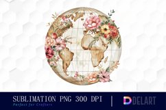 Floral Globe Watercolor Clipart Product Image 1