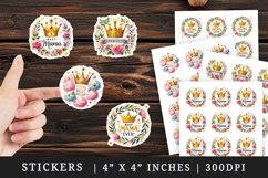 Watercolor floral golden crown sparkles leaves Best Mama Ever Mom quote Mothers Day print sticker sheet stickers printable sublimation design png