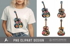 Watercolor Floral Guitar Clipart Product Image 1