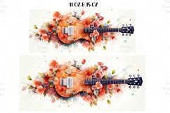 Watercolor Floral Guitar Mug Wrap Sublimation Designs, 3d Mug, guitar Png