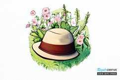 Watercolor Floral Hat Garden PNG Clipart Product Image 1