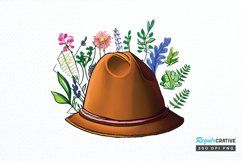 Watercolor Floral Hat Garden PNG Clipart Product Image 1
