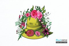 Watercolor Floral Hat Garden PNG Clipart Product Image 1