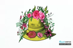 Watercolor Floral Hat Garden PNG Clipart Product Image 1