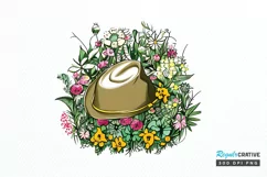 Watercolor Floral Hat Garden PNG Clipart Product Image 1
