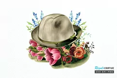 Watercolor Floral Hat Garden PNG Clipart Product Image 1