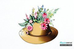 Watercolor Floral Hat Garden PNG Clipart Product Image 1