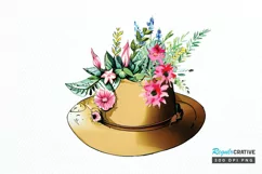 Watercolor Floral Hat Garden PNG Clipart Product Image 1