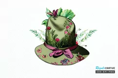 Watercolor Floral Hat Garden PNG Clipart Product Image 1