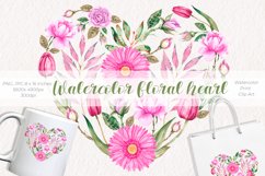 Watercolor floral heart / Watercolor Print and Clip Art Product Image 1