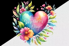 Watercolor floral heart flowers Happy Mother Day greeting quote print 20 oz tumbler skinny mug wrap clipart t-shirt sublimation printable design
