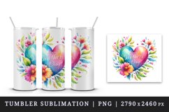 Watercolor floral heart flowers Happy Mother Day greeting quote print 20 oz tumbler skinny mug wrap clipart t-shirt sublimation printable design