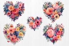 Watercolor Floral Heart Valentine Clipart, Floral Heart Clipart, Floral Heart Clipart Bundle, Floral Heart Watercolor, Watercolor Floral Heart, Floral Heart Sublimation, Floral Heart Cupcake, Floral Heart Clip Art, Floral Heart Sublimation Designs, Floral