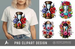 Watercolor Floral Hourglass Clipart Product Image 1