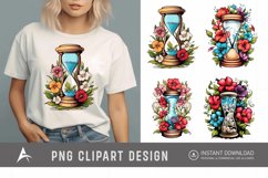 Watercolor Floral Hourglass Clipart Product Image 1