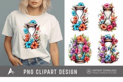 Watercolor Floral Hourglass Clipart Product Image 1