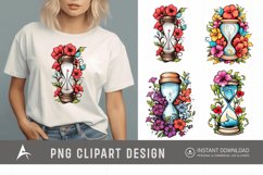 Watercolor Floral Hourglass Clipart Product Image 1