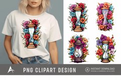 Watercolor Floral Hourglass Clipart Product Image 1