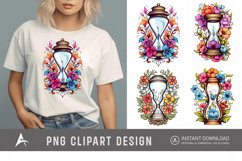 Watercolor Floral Hourglass Clipart Product Image 1
