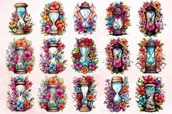 Watercolor Floral Hourglass Clipart Bundle Product Image 2