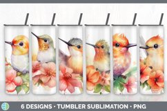 Bundle of six Watercolor Flower Hummingbirds Tumbler designs.