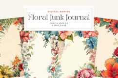 4 Watercolor Floral Junk Journal Page Product Image 1