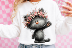 Watercolor Floral Kitten Clipart Product Image 2