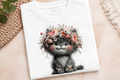Watercolor Floral Kitten Clipart Product Image 3