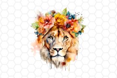 Watercolor Floral Lion Cliparts