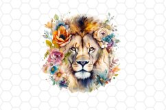 Watercolor Floral Lion Cliparts
