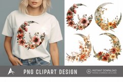 Watercolor Floral Moon Clipart Product Image 1