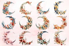 Watercolor Floral Moon Clipart Bundle Product Image 2