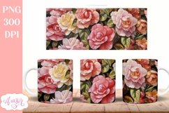 Watercolor floral mug wrap PNG for sublimation Product Image 1