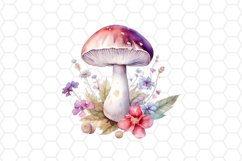 Watercolor Floral Mushroom Clipart