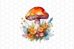 Watercolor Floral Mushroom Clipart