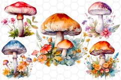 Watercolor Floral Mushroom Clipart