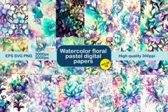 Watercolor floral pastel digital papers and pattern designs Product Image 1
