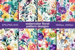 Watercolor Floral Pattern Design Bundle, colorful patterns Product Image 1