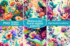 floral watercolor patterns and digital papers Product Image 1