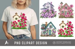 Watercolor Floral Petunia House Clipart Product Image 1