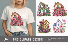 Watercolor Floral Petunia House Clipart Product Image 1
