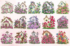 Watercolor Floral Petunia House clipart Bundle Product Image 3