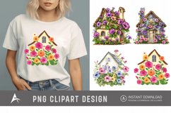 Watercolor Floral Petunia House Clipart Product Image 1