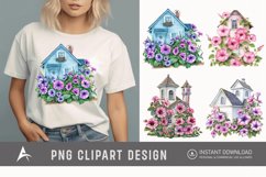 Watercolor Floral Petunia House Clipart Product Image 1