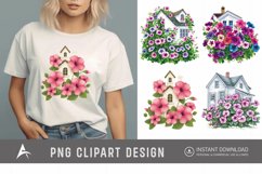Watercolor Floral Petunia House Clipart Product Image 1