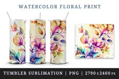 Watercolor floral print with flowers design wrap sublimation for customize your tumbler
