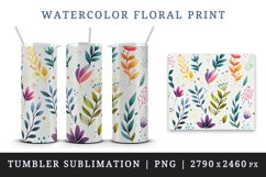 Watercolor floral print with flowers design wrap sublimation for customize your tumbler